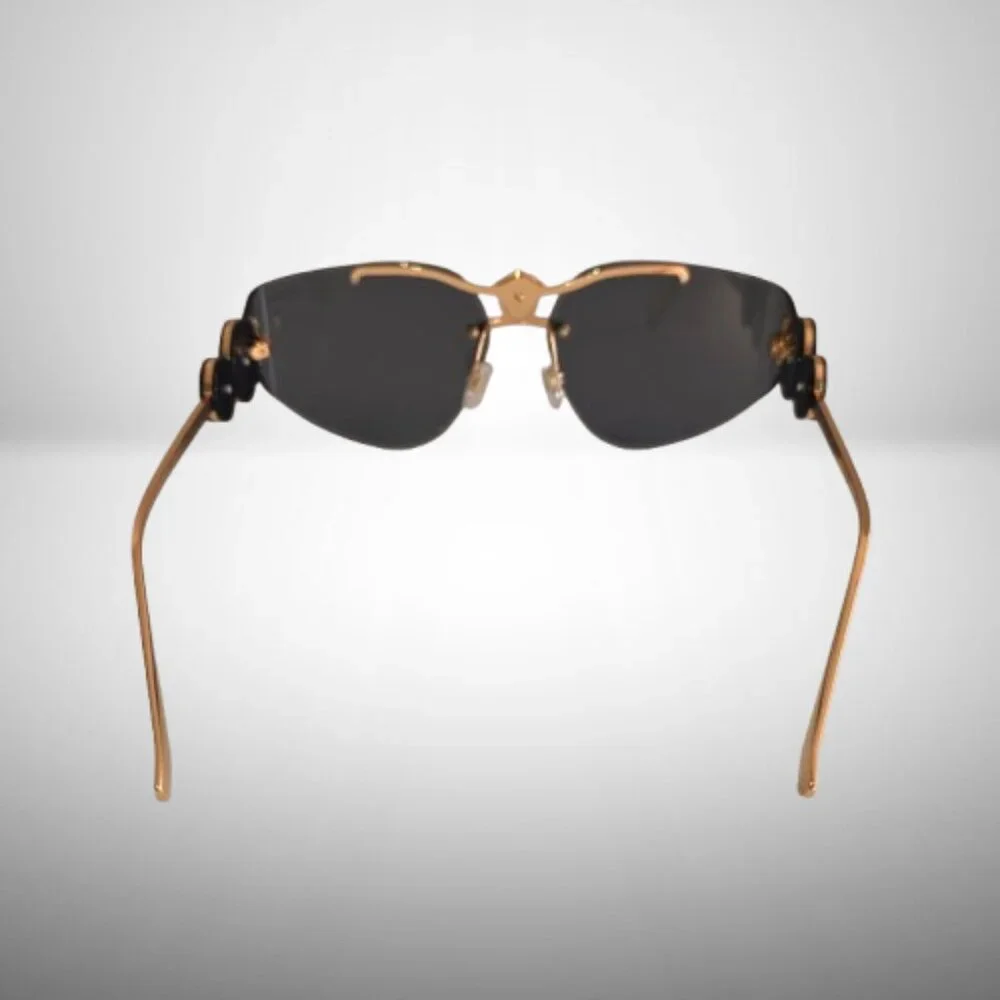 Versace Medusa VE2250K Rimless Gold Metal Aviator Sunglasses - New - Picture 5 of 8